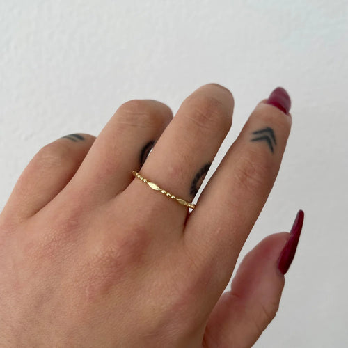 Gold Marquise Beaded Band Ring