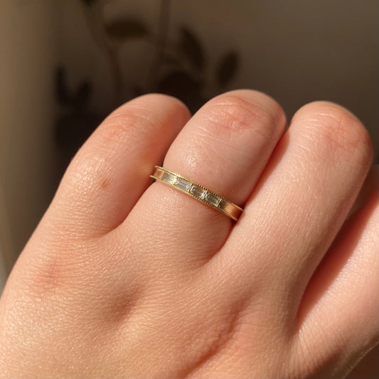 Jennie Kwon 3 Diamond Baguette Milgrain Band