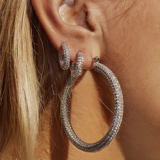 Silver Pave Amalfi Huggies