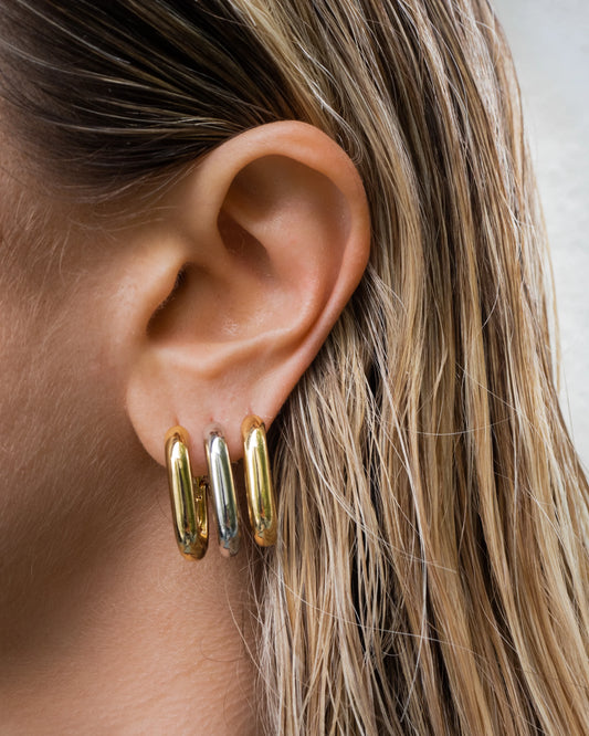 XL Silver Chain Link Hoops