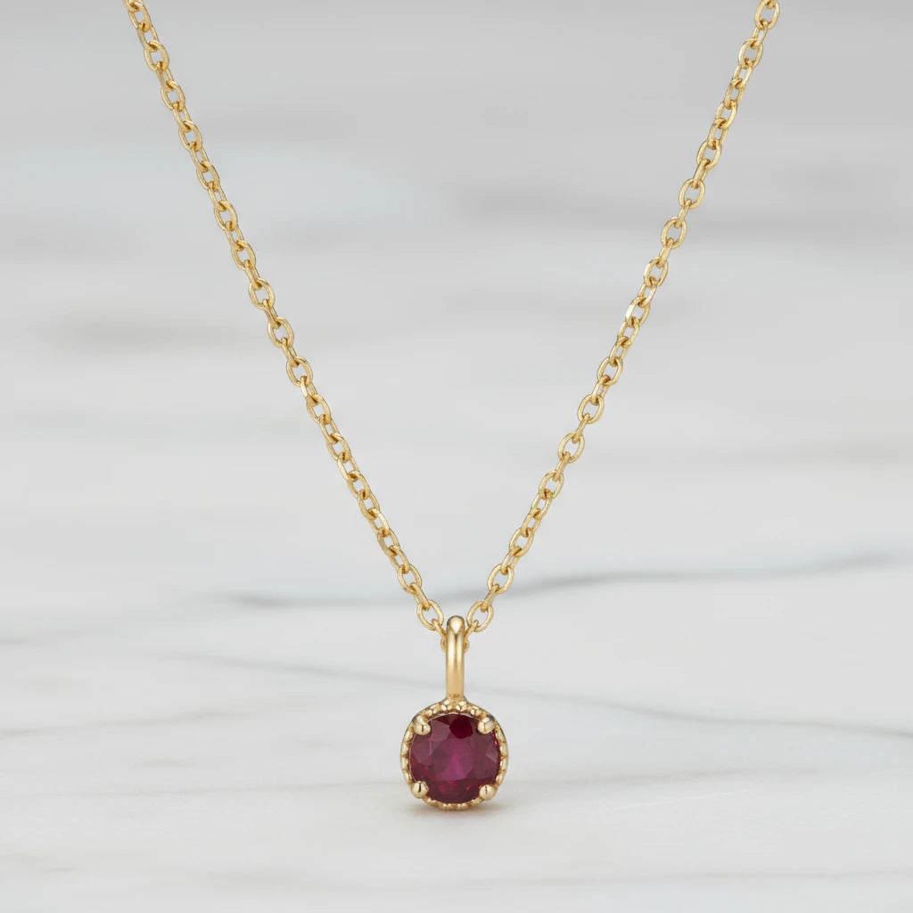 Jennie Kwon Ruby Milgrain Necklace