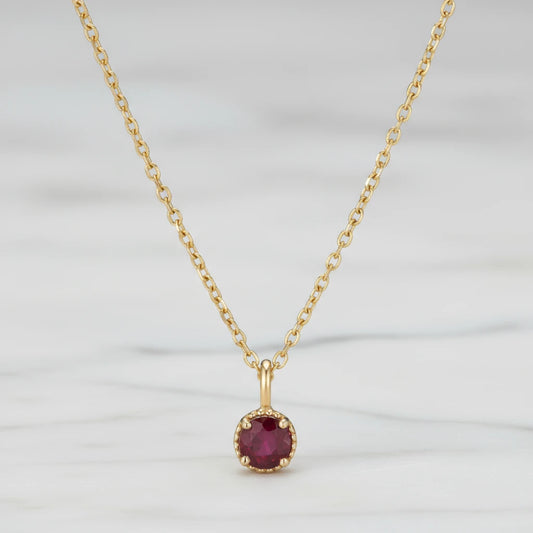 Jennie Kwon Ruby Milgrain Necklace