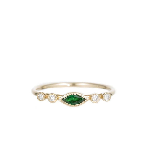 Marquise Emerald Dew Ring