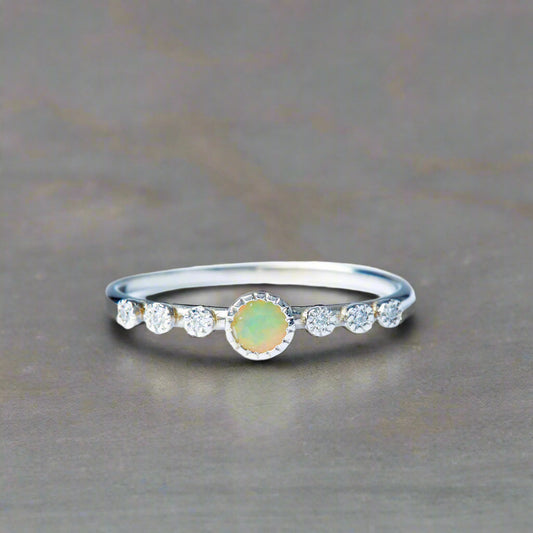 Round Opal Dew Ring