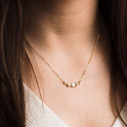 3 Wishes Opal & Diamond Pendant Necklace