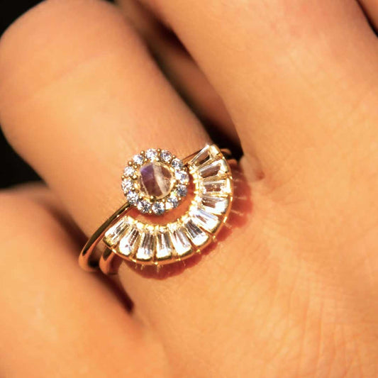 White Topaz Halo Ring