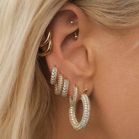 Gold Pave Baby Amalfi Hoops