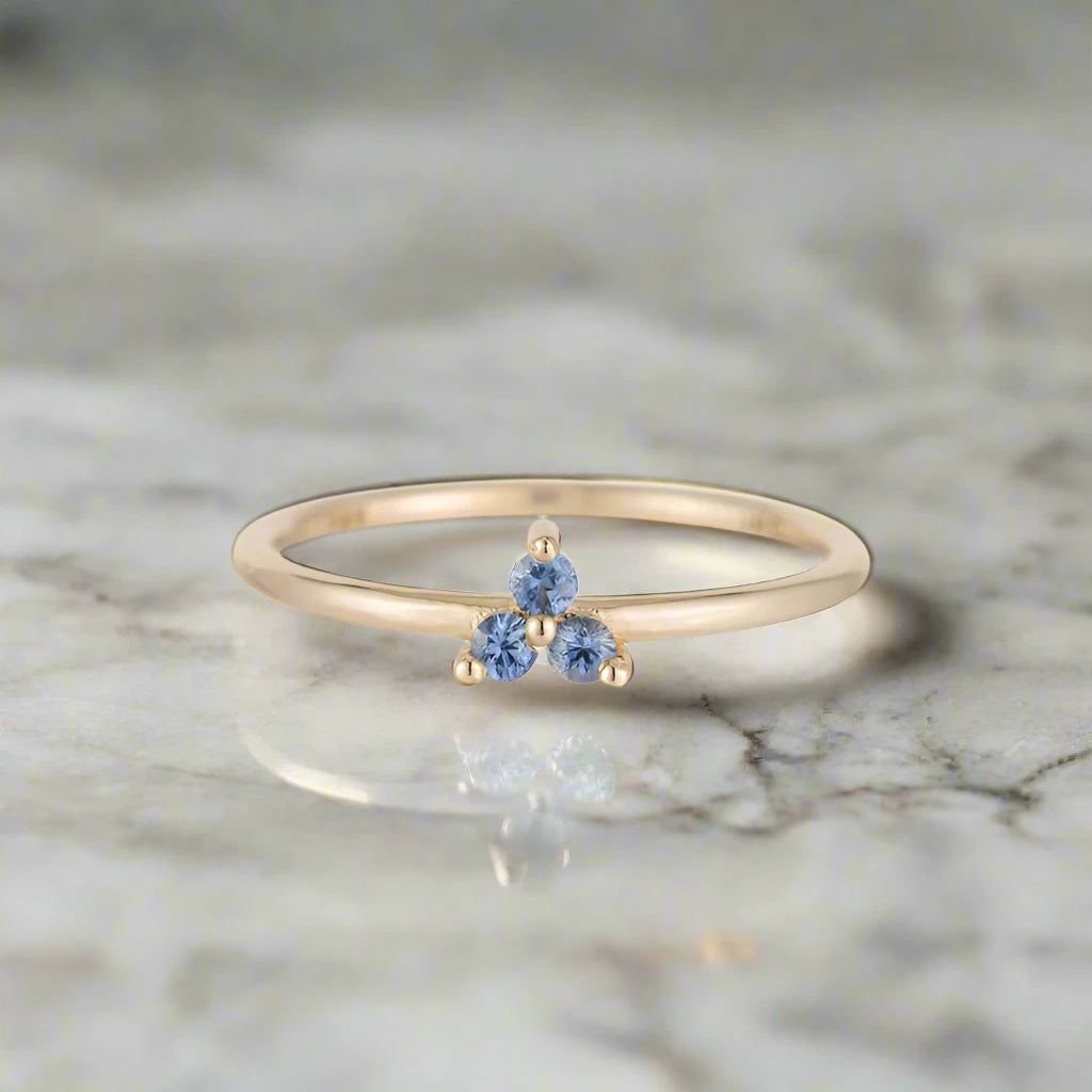 Blue Sapphire Triad Ring