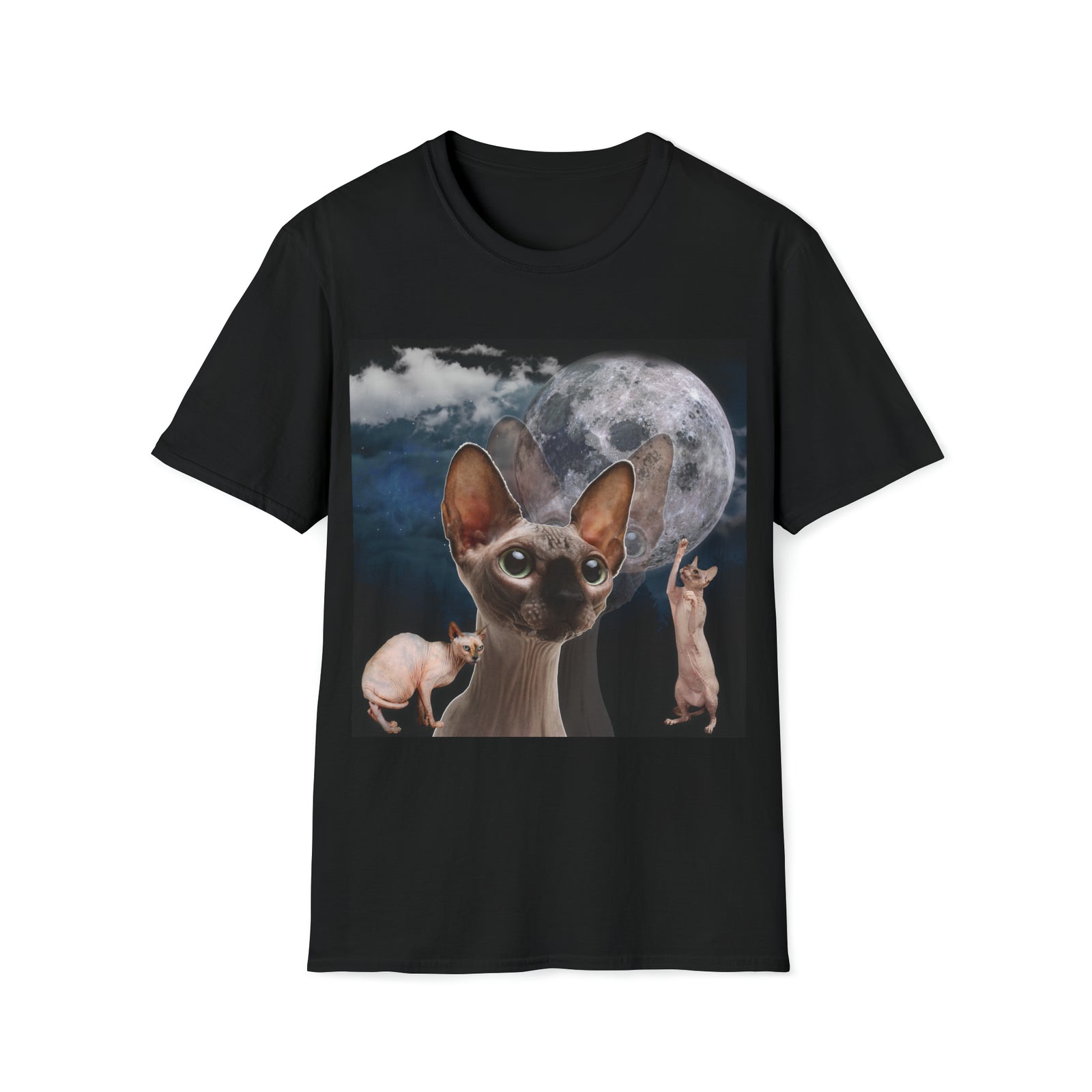 Majestic Hairless Cat Tee | Moon Wolf TShirt | Novelty Pug Lover Gift