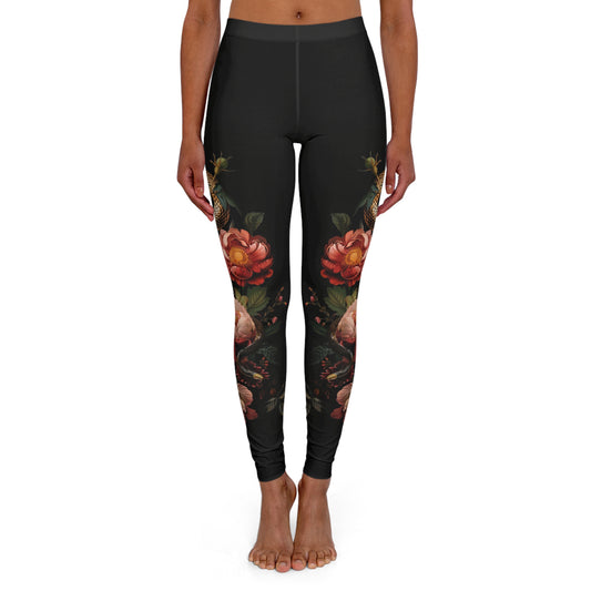 Floral Snake Leggings, Festival Leggings, High Waist, Women's Rock, Punk, Goth, Metal Leggings, Alternative Patterned Leggings