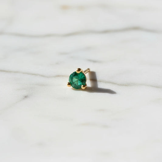 2mm Emerald Dot Stud (Single) by Jennie Kwon on a white background