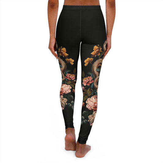 Floral Snake Leggings, Festival Leggings, High Waist, Women's Rock, Punk, Goth, Metal Leggings, Alternative Patterned Leggings