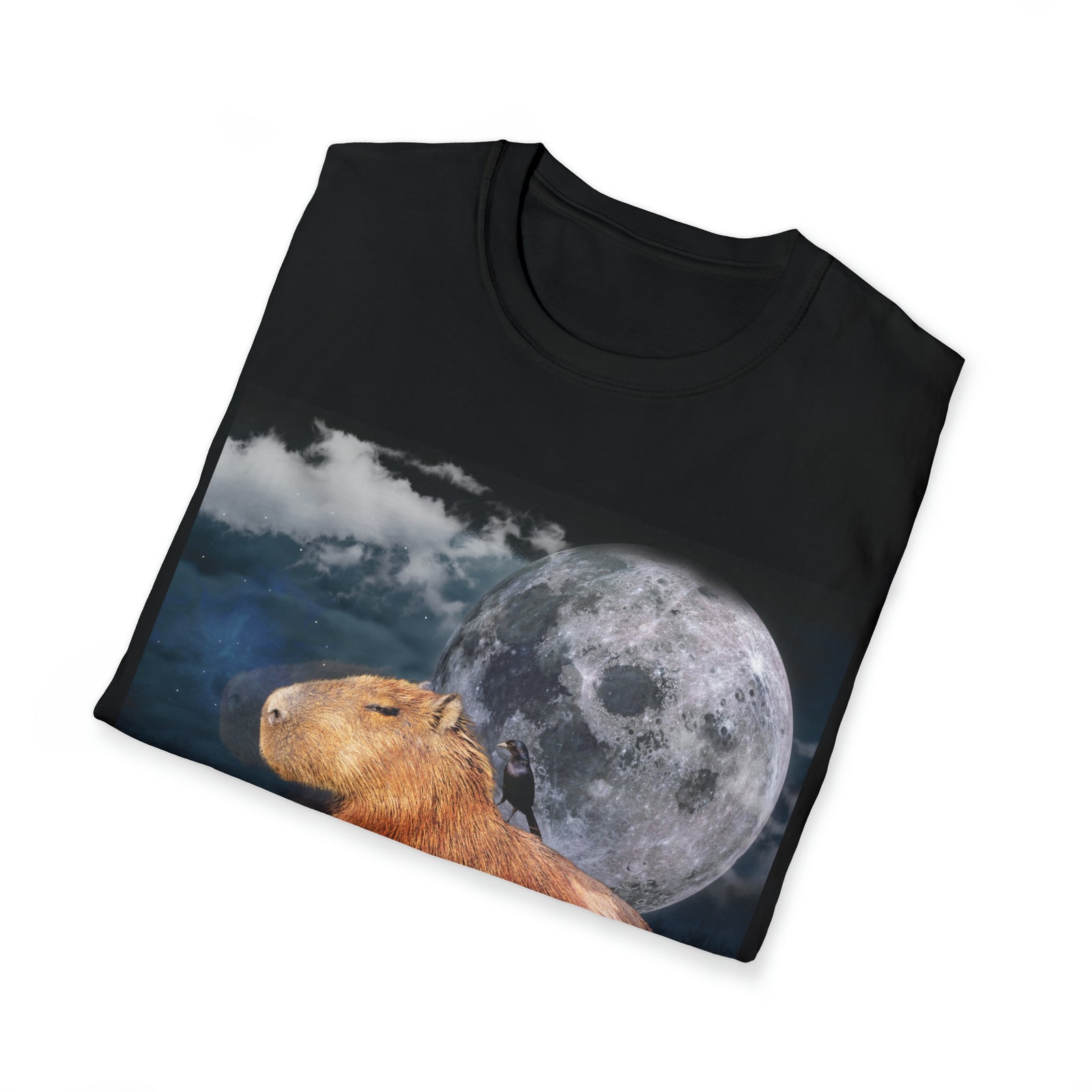 Majestic Capybara Tee | Moon Wolf TShirt | Retro, Kitsch, Rock, Biker, Novelty Gift