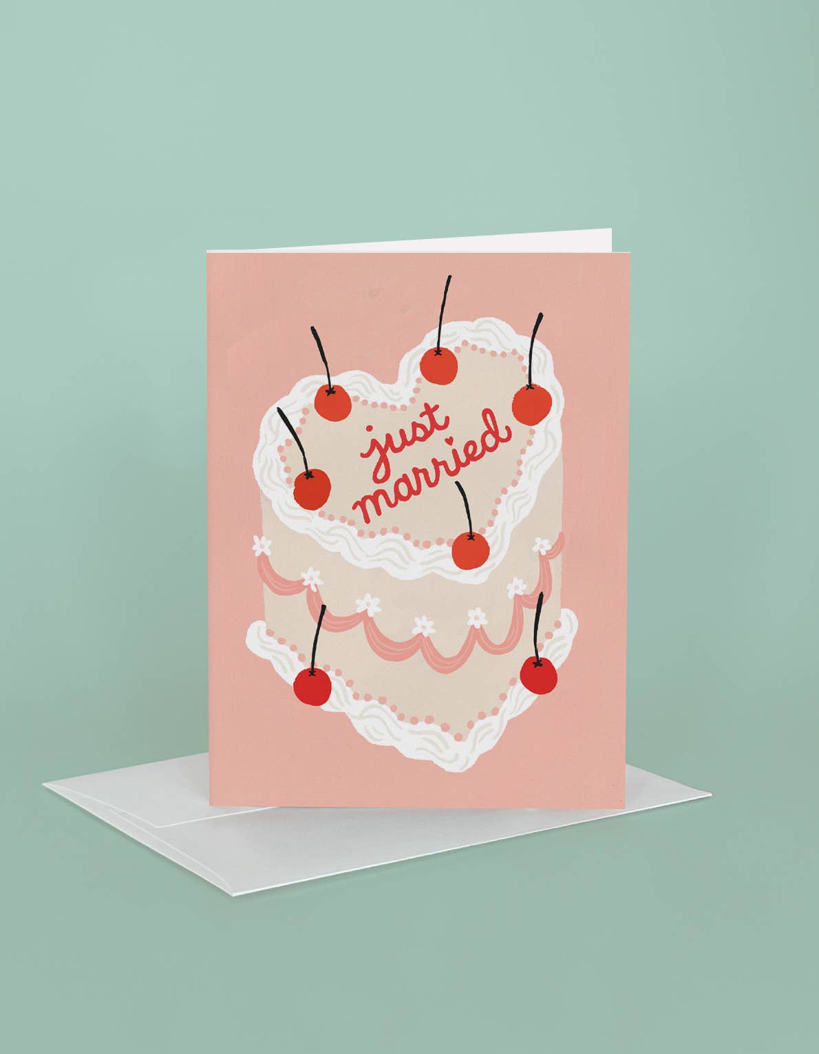 Wedding Greeting Card | Just Married Cherry Wedding Cake