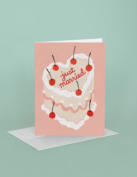 Wedding Greeting Card | Just Married Cherry Wedding Cake