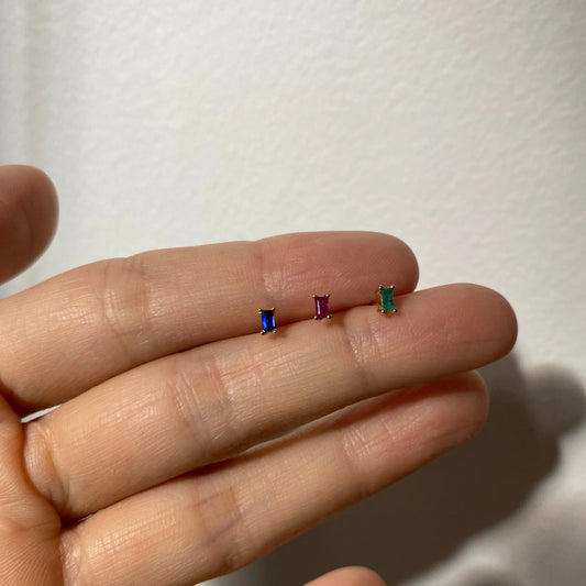 Jennie Kwon Baguette Ruby Stud