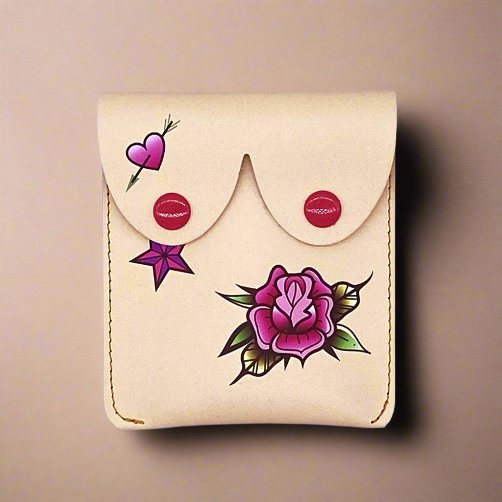Tattooed Leather Boobs Coin Purse