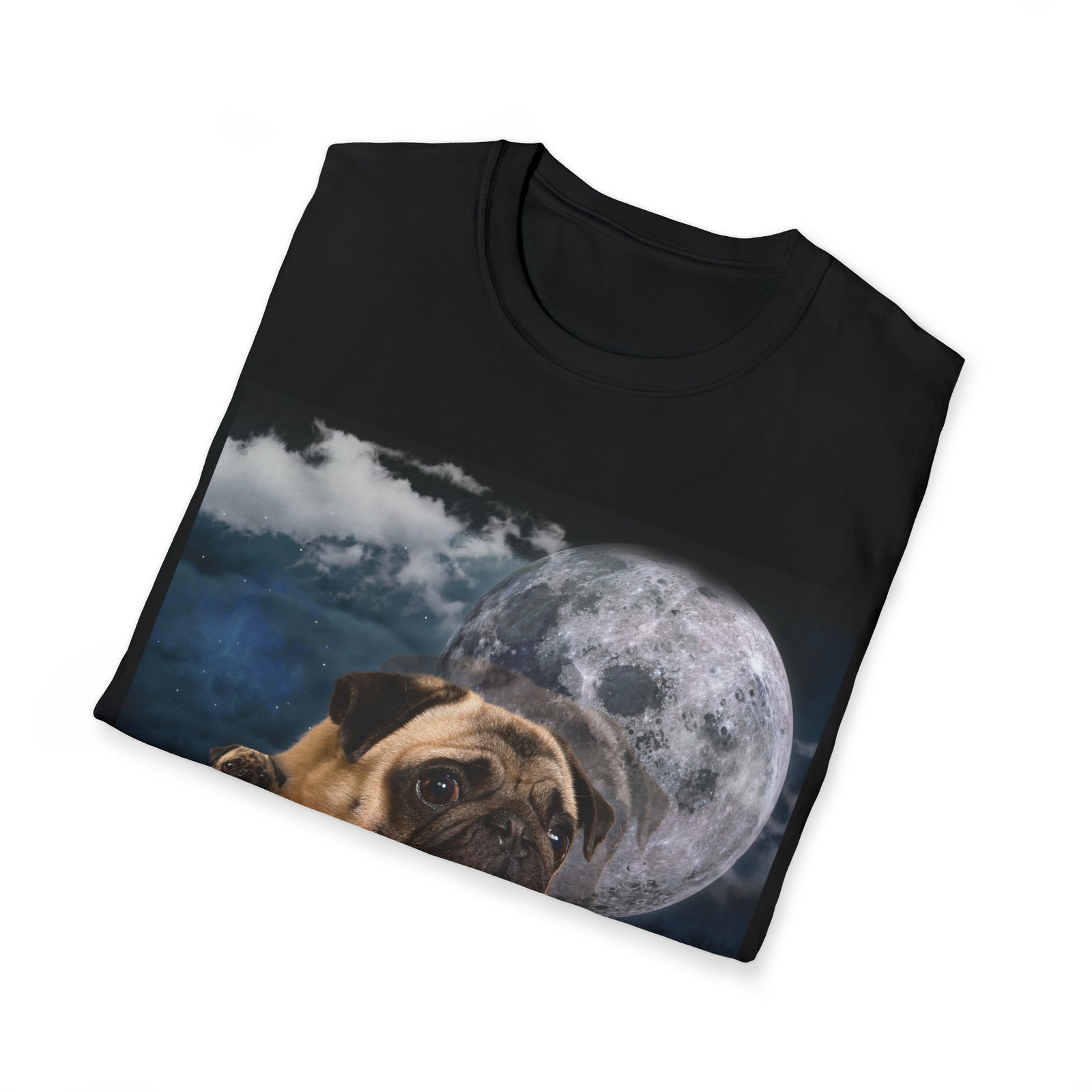 Majestic Pug Tee | Moon Wolf TShirt | Novelty Pug Lover Gift