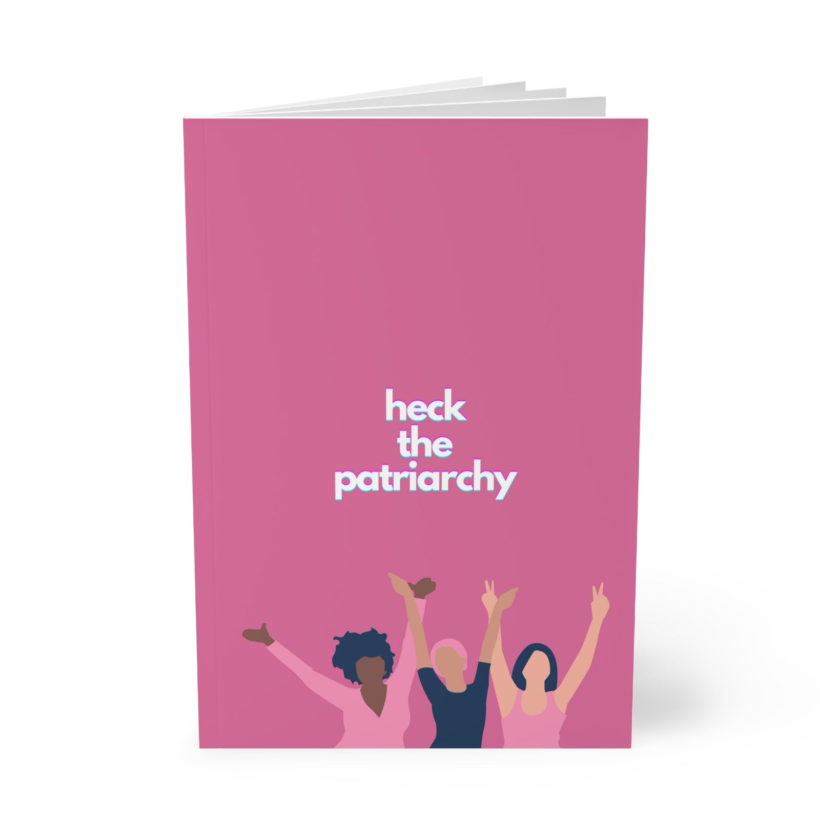 Heck The Patriarchy Print Pink Softcover A5 Notebook | Bright Pink Notebook Journal