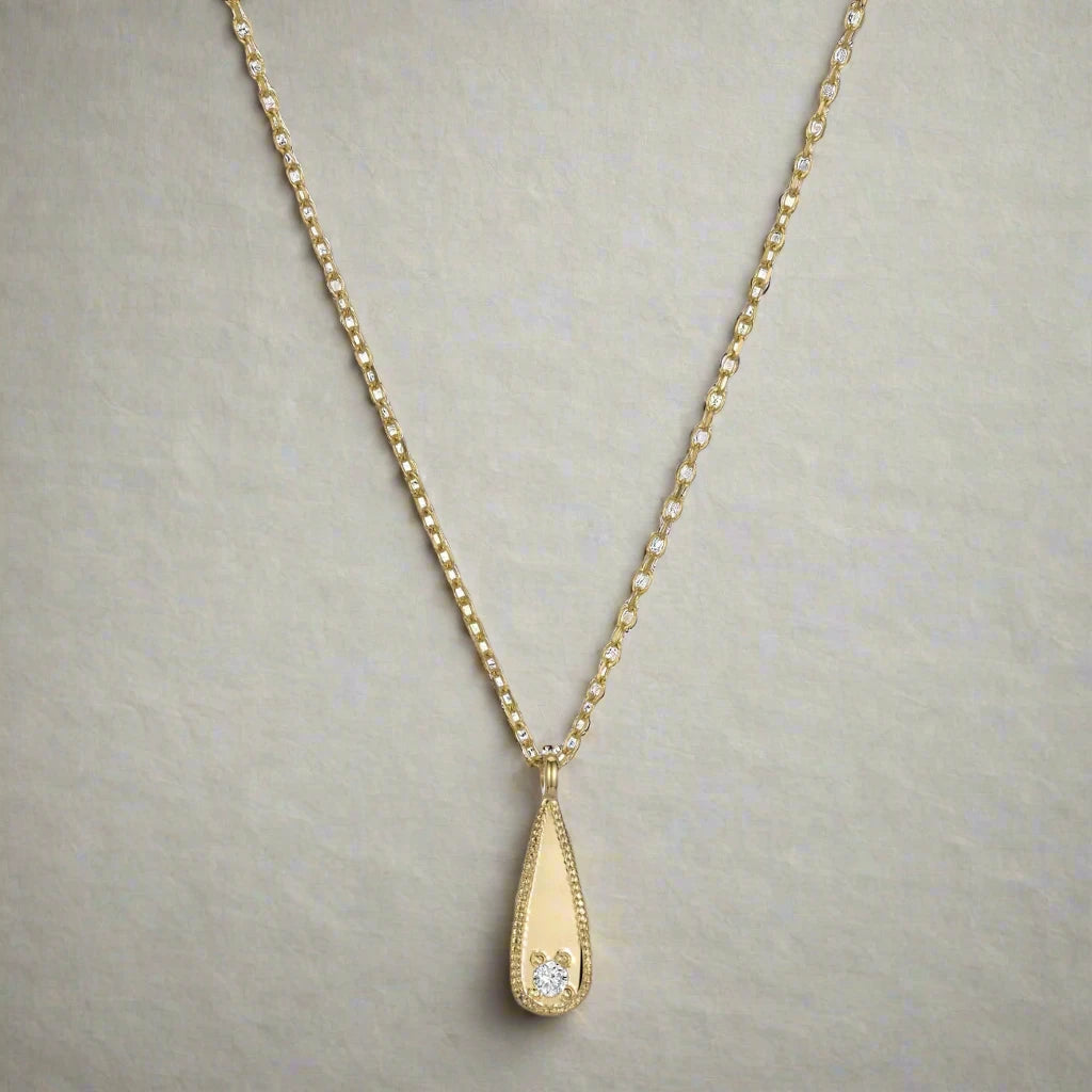 Long Teardrop Diamond Mirror Pendant