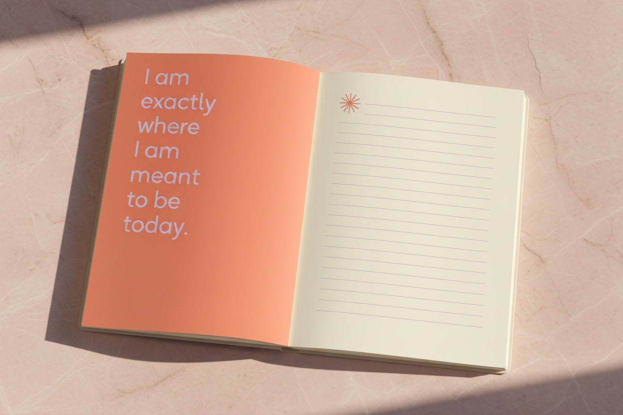 Motivational quote on an orange and white background with a sun icon.