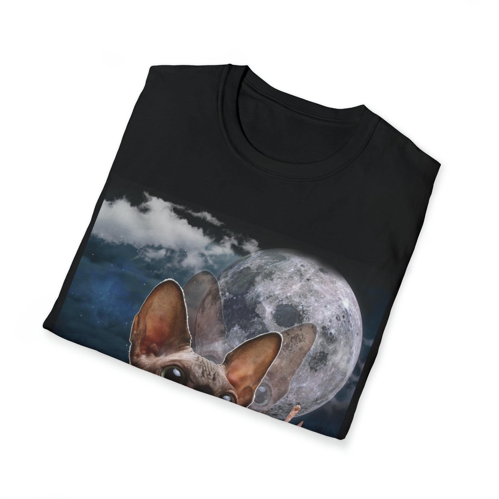 Majestic Hairless Cat Tee | Moon Wolf TShirt | Novelty Pug Lover Gift