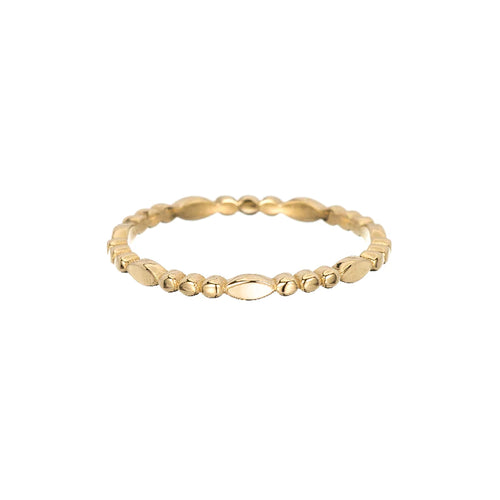 Gold Marquise Beaded Band Ring