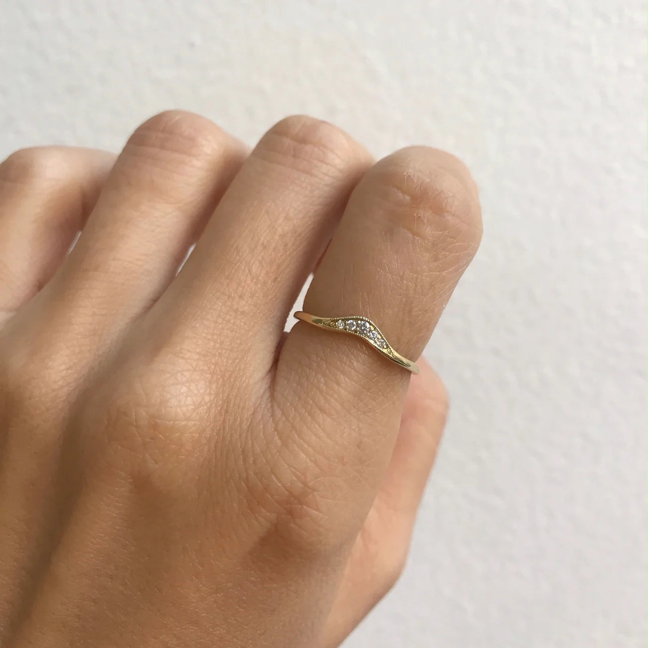 Diamond Wave Band Ring
