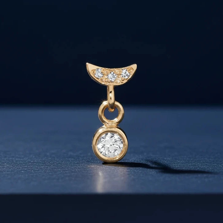 Diamond Crescent Moon Dangle Earring by Jennie Kwon