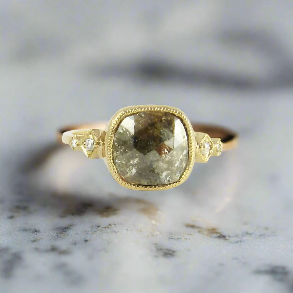 Gray Diamond Slice Ring