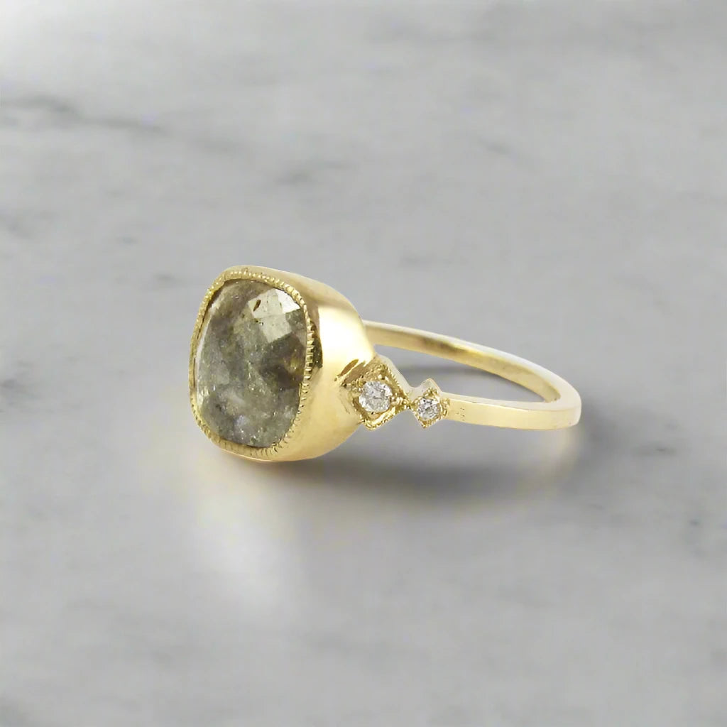 Gray Diamond Slice Ring
