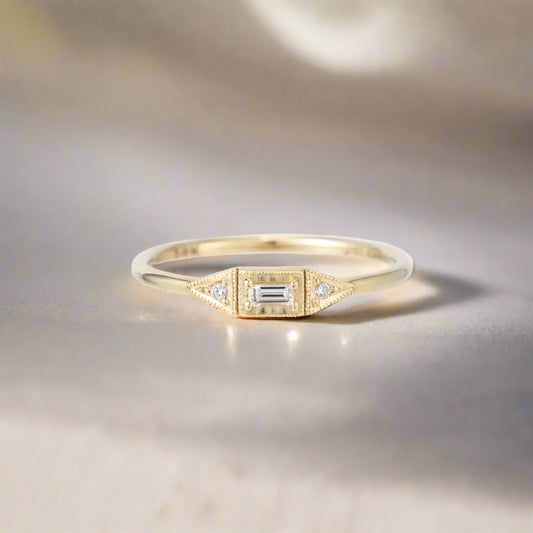 Diamond Baguette Mini Deco Point Ring
