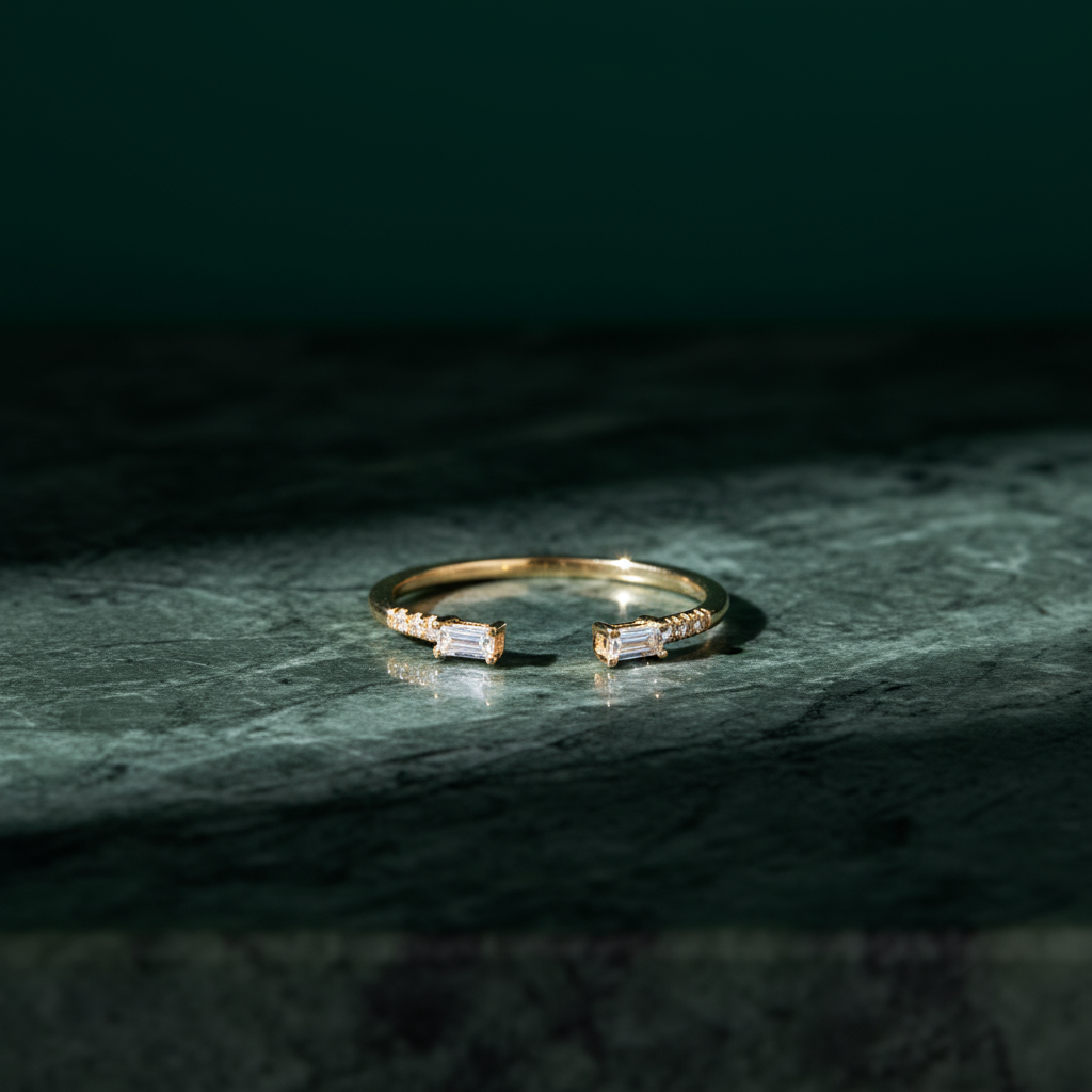 Diamond Baguette Equilibrium Cuff Ring