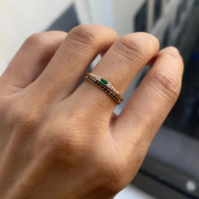 Petite Equilibrium Baguette Emerald Ring Stone Hearts Club