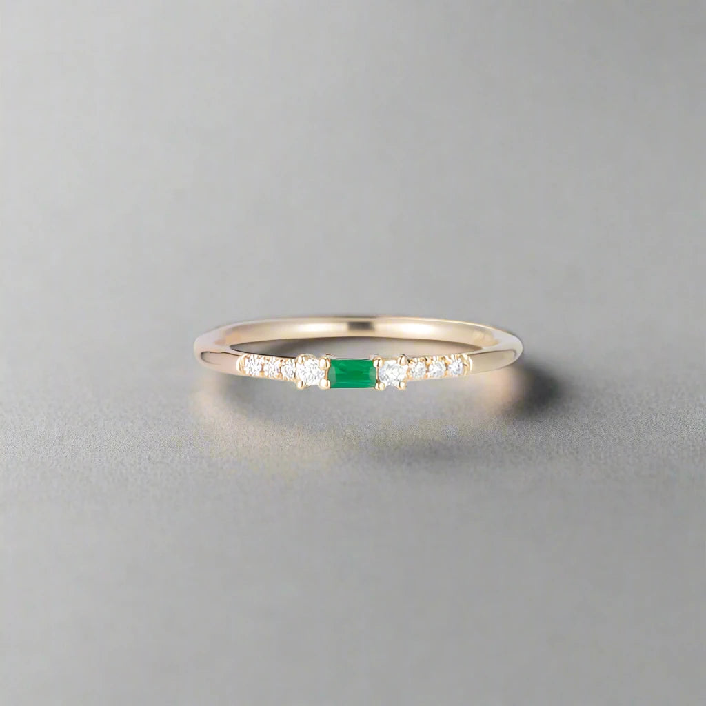 Petite Equilibrium Baguette Emerald Ring