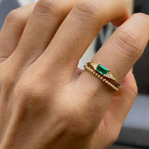 Jennie Kwon Emerald Cut Deco Ring