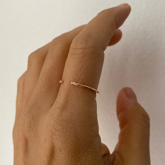 Jennie Kwon White 2 Diamond Cuff Ring on marble table top