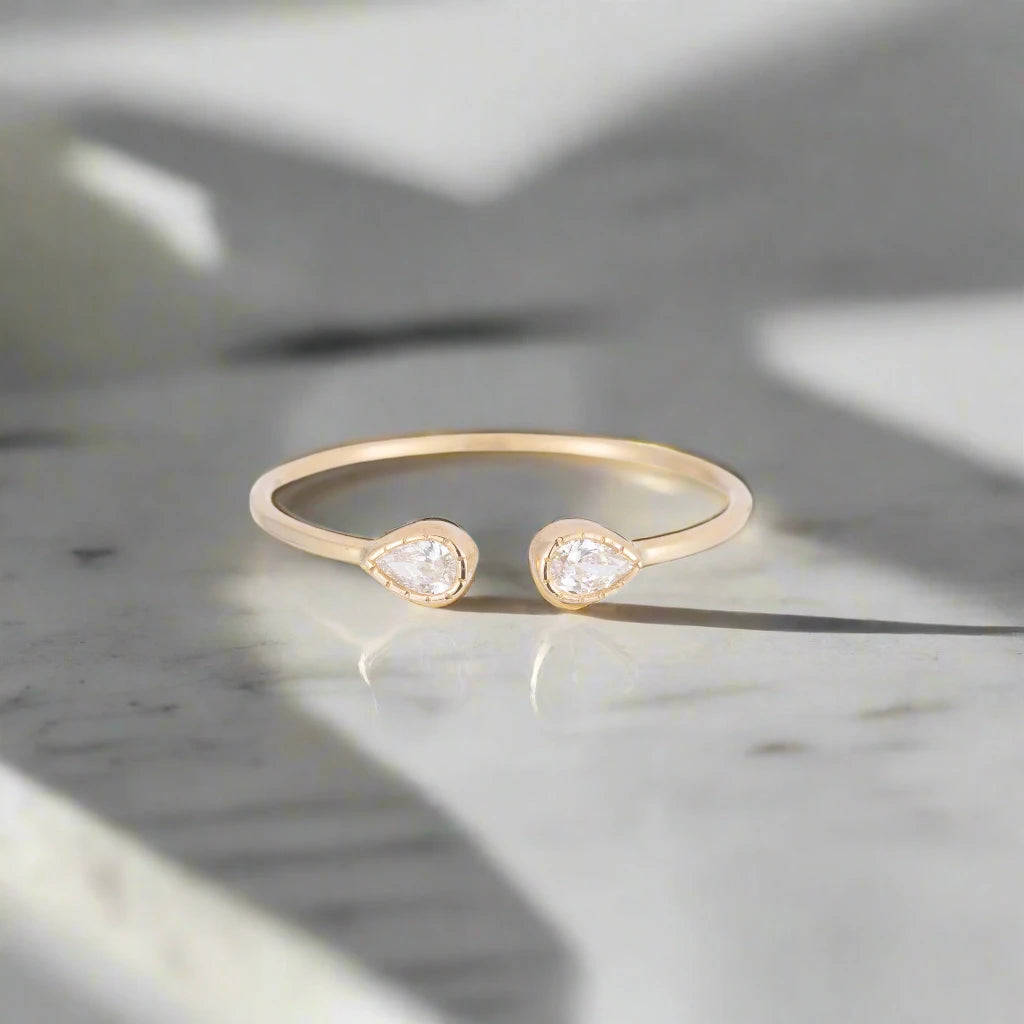 Pear Diamond Cuff Ring