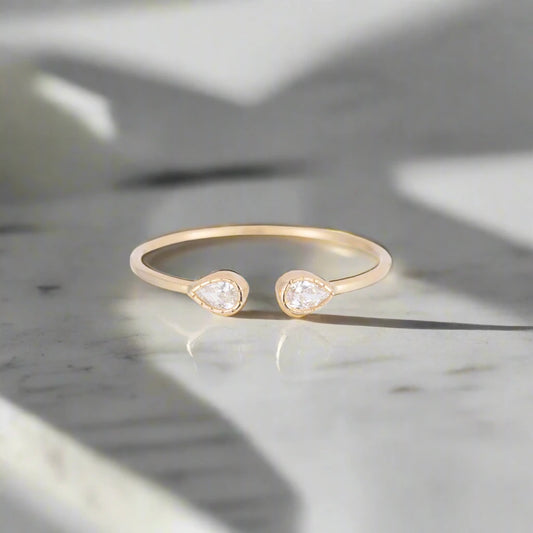 Pear Diamond Cuff Ring