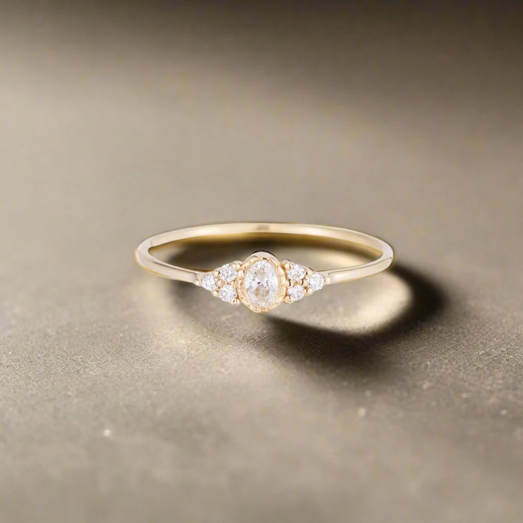 Oval Diamond Cluster Whisper Ring