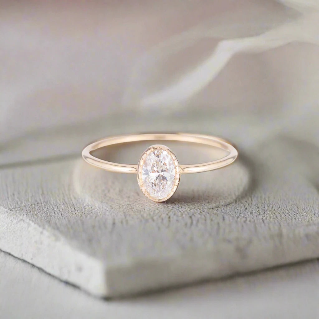 Oval Diamond Wisp Ring
