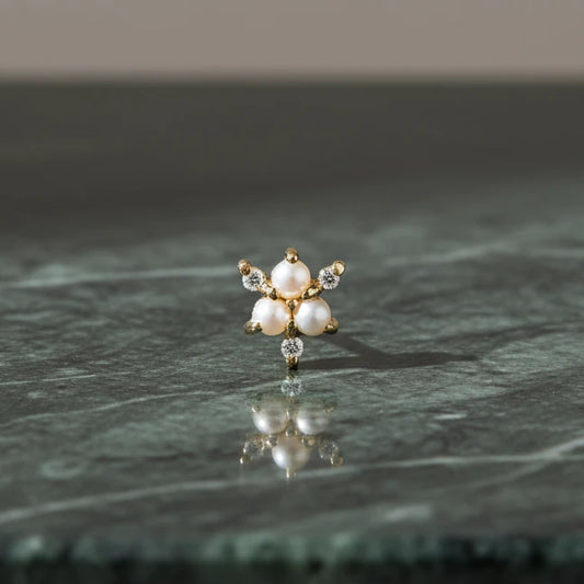 Pearl Diamond Snowflake Stud