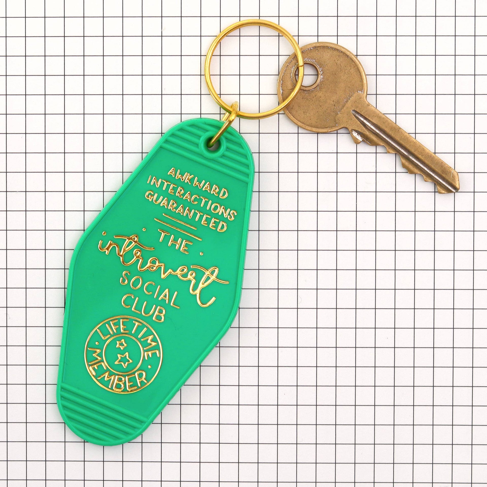 Keyring - the introvert social club - green