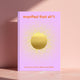 Journal with a yellow circle and text on a pink background
