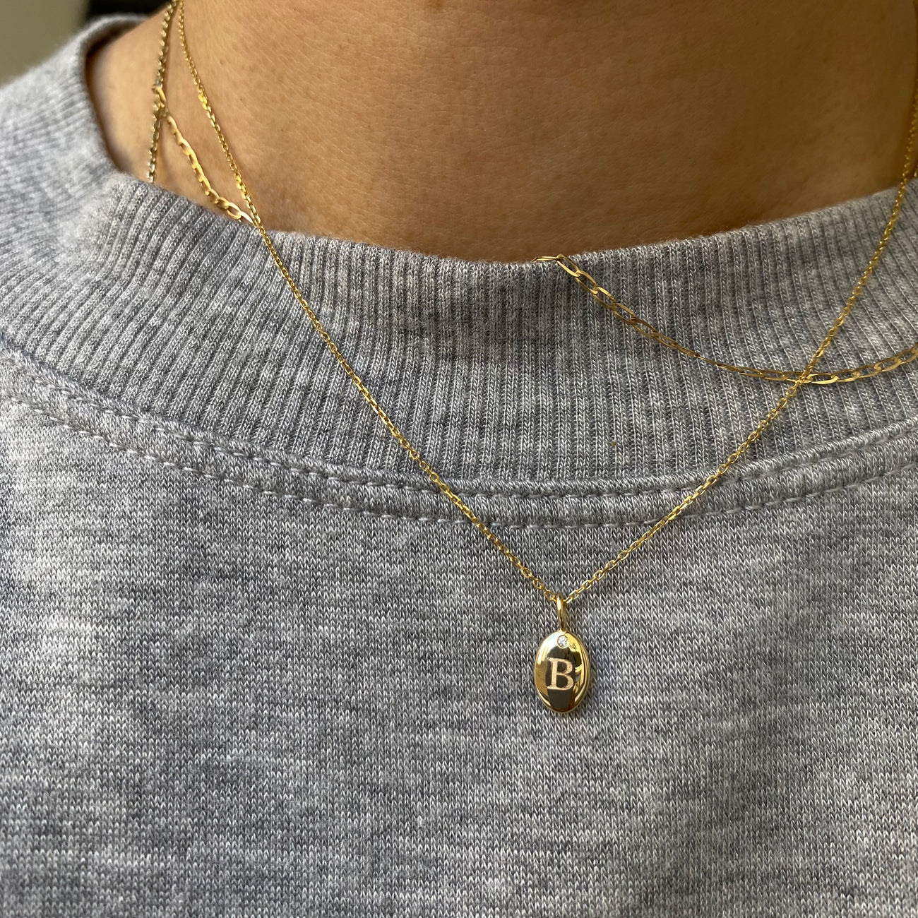 Jennie Kwon Oval Signet Initial Necklace