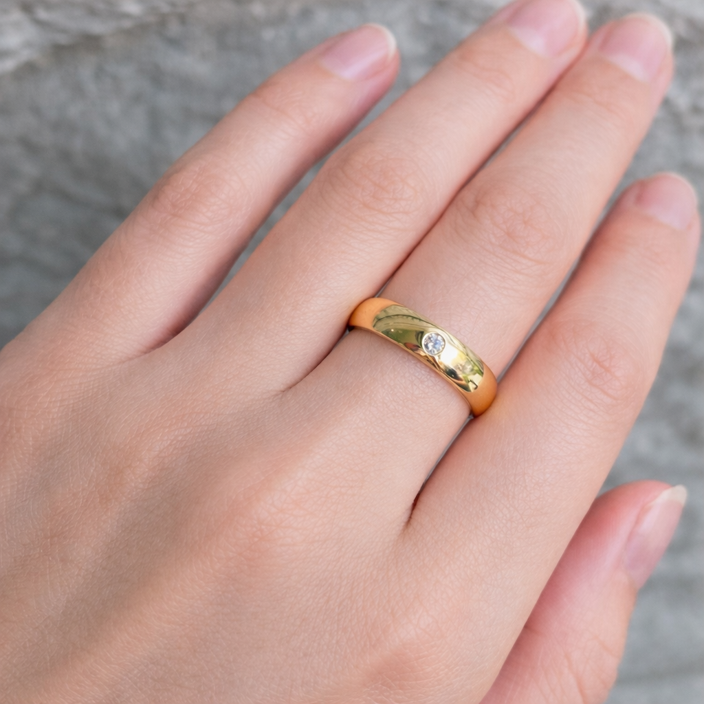 Diamond Accent Half Round Band