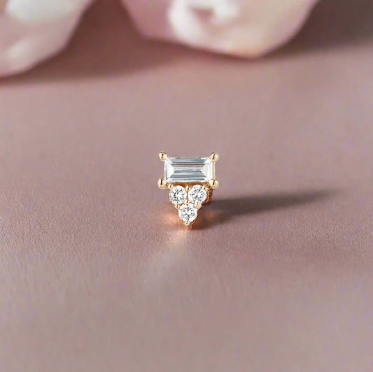 Diamond Baguette Cluster Stud