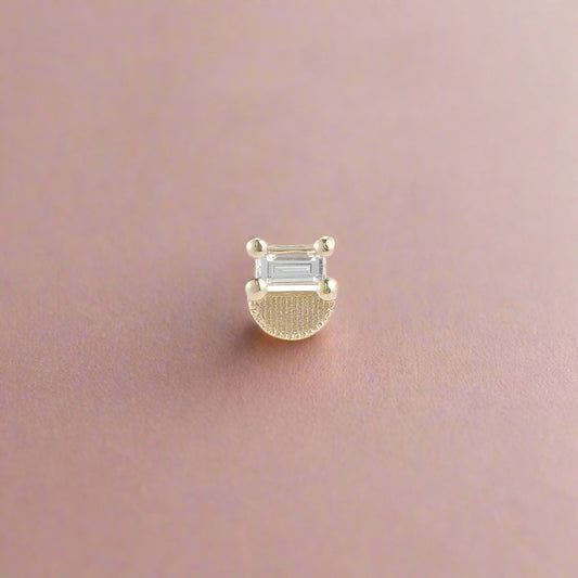 Baguette Half Moon Stud