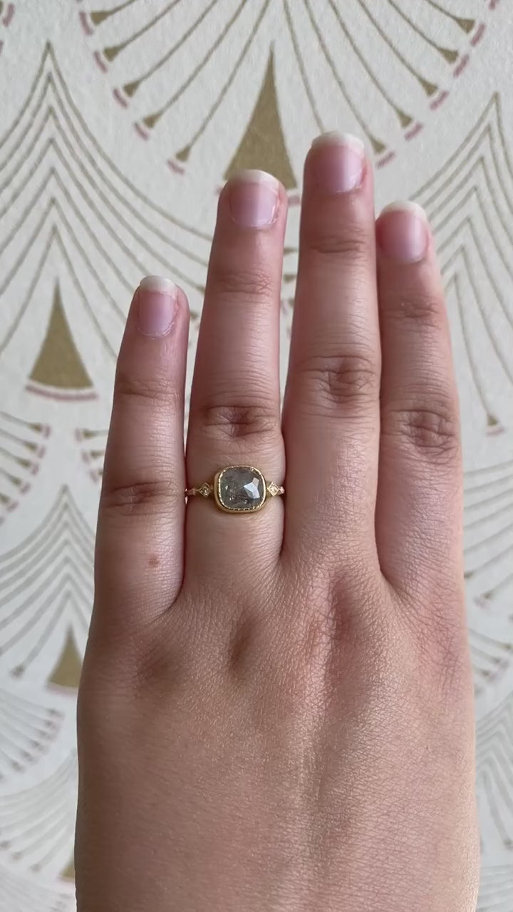 Gray Diamond Slice Ring