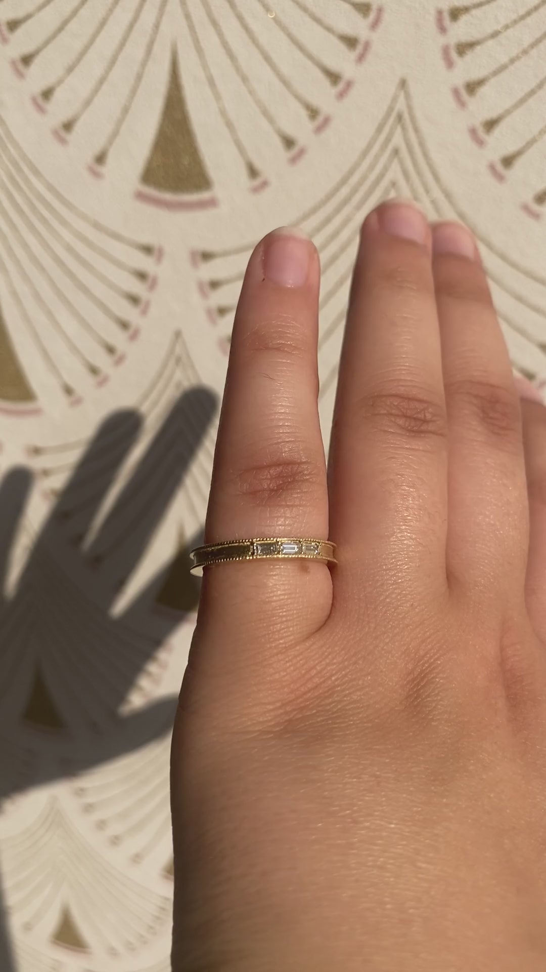 Jennie Kwon 3 Diamond Baguette Milgrain Band